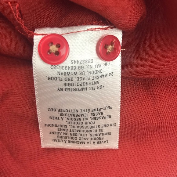 Maeve Anthropology Orange Button Down Size 2 - Picture 5 of 6